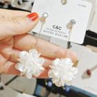 Rhinestone Acrylic Flower Dangle Earring 1 Pair - White - One Size