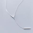 925 Sterling Silver Bar Pendant Y Necklace Silver - One Size