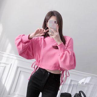 Drawstring-hem Cropped Sweatshirt