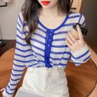 Striped Long-sleeve Wide Top