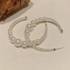 Faux Pearl Open Hoop Earring 1 Pair - White Beads - One Size