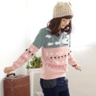 Two-tone Sheep Print Pullover