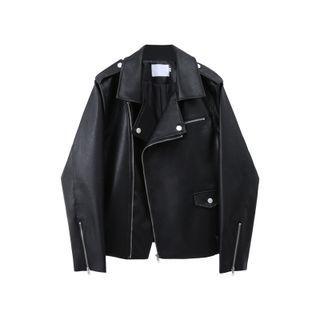 Side Zip Faux Leather Jacket