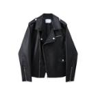 Side Zip Faux Leather Jacket