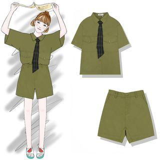 Neck Tie Short-sleeve Shirt / Shorts