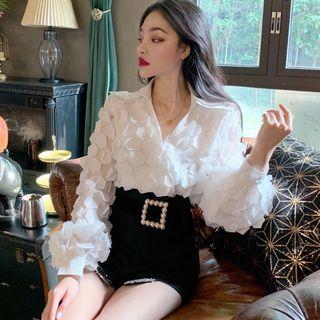 Long-sleeve Embellished Shirt / Wide-leg Shorts
