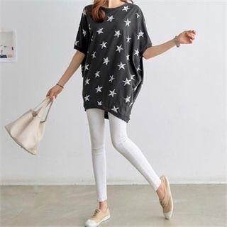 Batwing-sleeve Star Pattern T-shirt