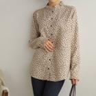 Frilled-edge Dotted Napped Blouse