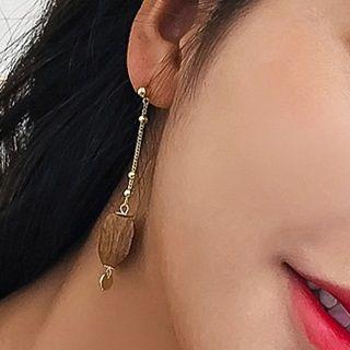 Wooden Drop Earring As Shown In Figure - One Size