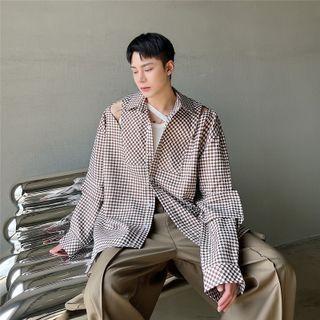Cut-out Houndstooth Shirt
