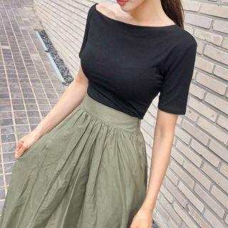 One-shoulder Ribbed Top