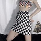 Checkerboard Pattern Mini Skirt