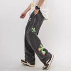 Cross Print Loose Fit Jeans