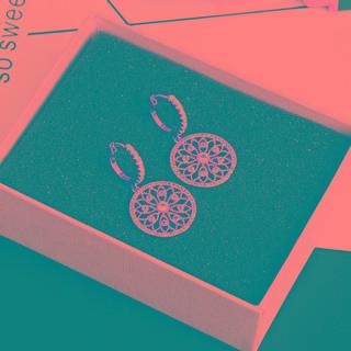 Rhinestone Perforated Disc Drop Earring As Shown In Figure - One Size