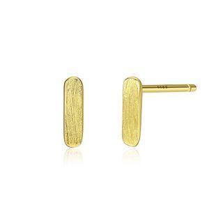 Sterling Silver Plated Gold Simple Fashion Geometric Stud Earrings Golden - One Size