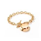 Fashion Simple Plated Rose Gold Geometric Round 316l Stainless Steel Bracelet Rose Gold - One Size