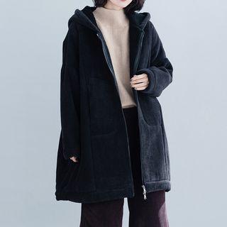 Hooded Zip Padded Coat Black - One Size