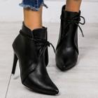 Pointed Faux Leather High Heel Ankle Boots