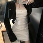 Plain Crop Blazer / Off-shoulder Slim-fit Dress