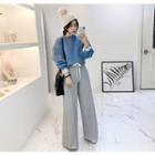 Drawstring-waist Seam-trim Wide-leg Pants