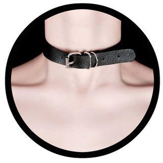 Faux Leather Buckle Choker Black - One Size