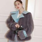 Contrast Collar Faux Fur Jacket