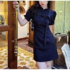 Short-sleeve Knot Detail Mini Sheath Dress / Midi Sheath Dress