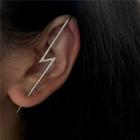 Lightning Rhinestone Sterling Silver Earring Clip On Earring - 1 Pc - Gold - One Size