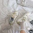 Egg-print Lace-up Canvas Sneakers
