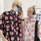 Couple Matching Short Sleeve Heart Print Shirt