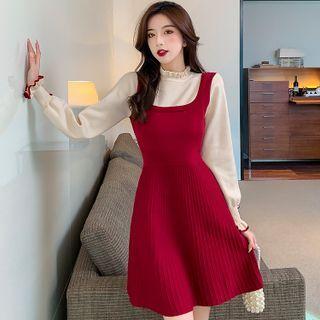 Long-sleeve Knit Mock Two Piece Dress