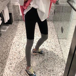 Two-tone Leggings Black & Gray - One Size