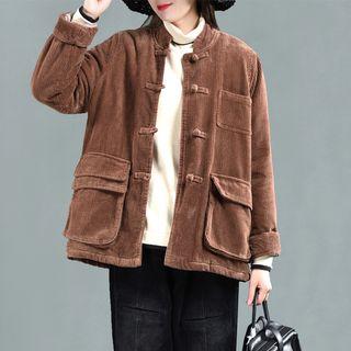 Corduroy Frog-buttoned Padded Jacket