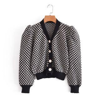 Checkered Cardigan Checker - Black - One Size