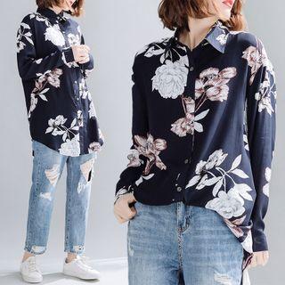 Floral Shirt Dark Blue - One Size