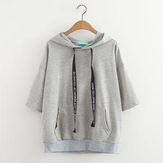 Letter Elbow-sleeve Hoodie