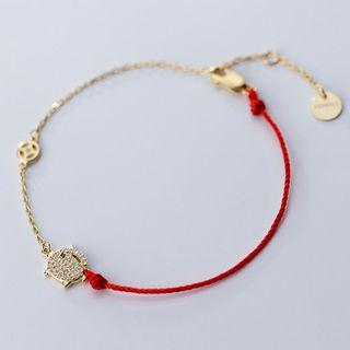 Rhinestone Pig Cord Bracelet