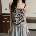 Paisley Print Camisole Top Black & Coffee - One Size