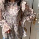 Ruffled Tie-waist Floral Blouse
