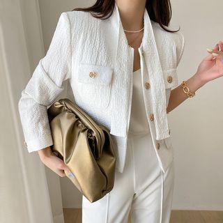 Tie-neck Metal-button Jacket