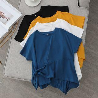 Asymmetric Tie-front Short-sleeve T-shirt