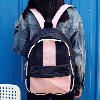 Color Block Denim Backpack