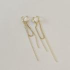 Rhinestone Faux Pearl Chain Drop Earring 1 Pair - Gold - One Size