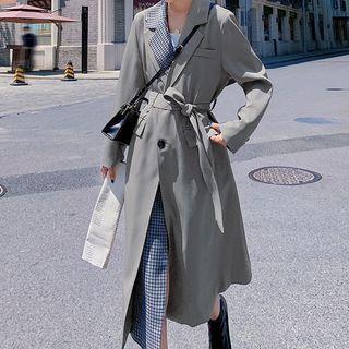Color Block Panel Medium Long Mock Two-piece Jacket