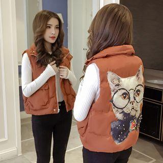 Cat Padded Zip-up Vest