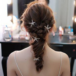 Faux Pearl Rhinestone Star Hair Clip Gold - One Size