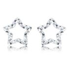 14k White Gold Diamond-cut Star Earrings