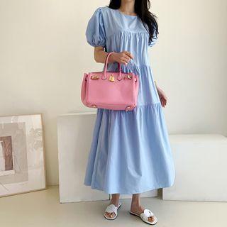 Puff-sleeve Tiered Maxi Dress