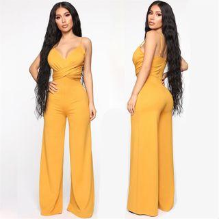 Crisscross Spaghetti-strap Wide-leg Jumpsuit