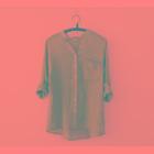 Plain Open-placket 3/4 Sleeve Blouse